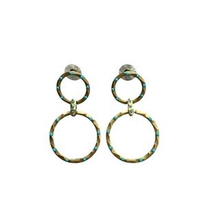 Nordstrom Gold and Turquoise Hoop Earrings